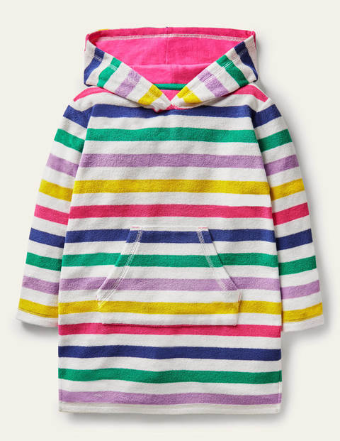 Pattern Towelling Beach Dress - Multi Rainbow Stripe Pattern Towelling Beach Dress - Multi Rainbow Stripe