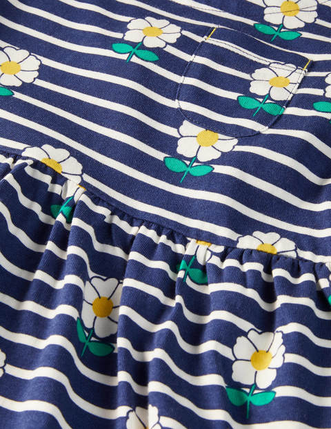 Long Sleeve Fun Jersey Dress - Starboard Blue/ Ivory Daisy Long Sleeve Fun Jersey Dress - Starboard Blue/ Ivory Daisy