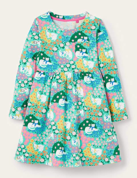 Long Sleeve Fun Jersey Dress - Multi Patchwork Pets Long Sleeve Fun Jersey Dress - Multi Patchwork Pets