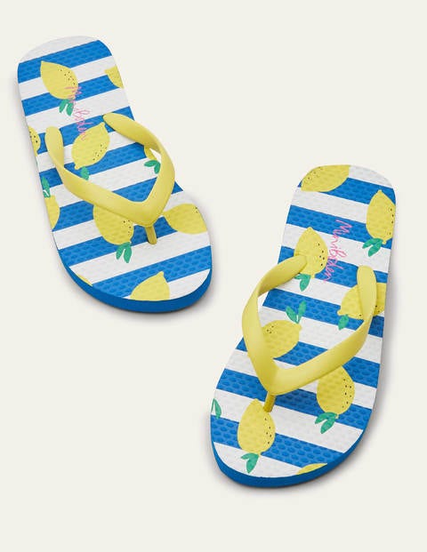 Fun Printed Flip Flops - Ivory/Blue Lemons Fun Printed Flip Flops - Ivory/Blue Lemons