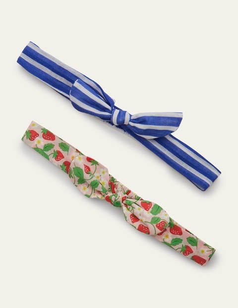 Bow Headbands 2 Pack - Pink Strawberry/Blue Bow Headbands 2 Pack - Pink Strawberry/Blue