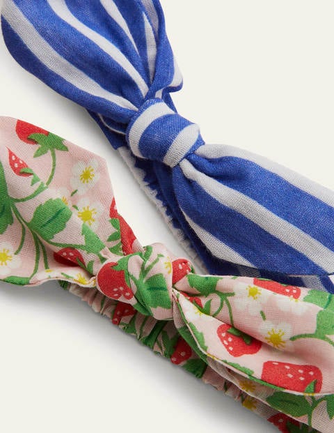 Bow Headbands 2 Pack - Pink Strawberry/Blue Bow Headbands 2 Pack - Pink Strawberry/Blue