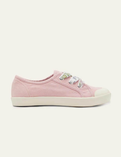 Leinenschuhe mit Blumenschnürsenkeln - Delfinrosa Leinenschuhe mit Blumenschnürsenkeln - Delfinrosa
