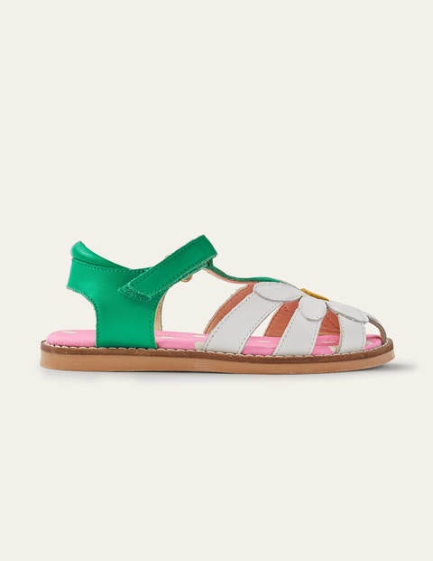Leather Padded Sandals - White Flower Leather Padded Sandals - White Flower