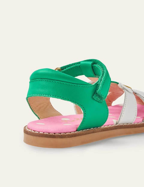 Leather Padded Sandals - White Flower Leather Padded Sandals - White Flower
