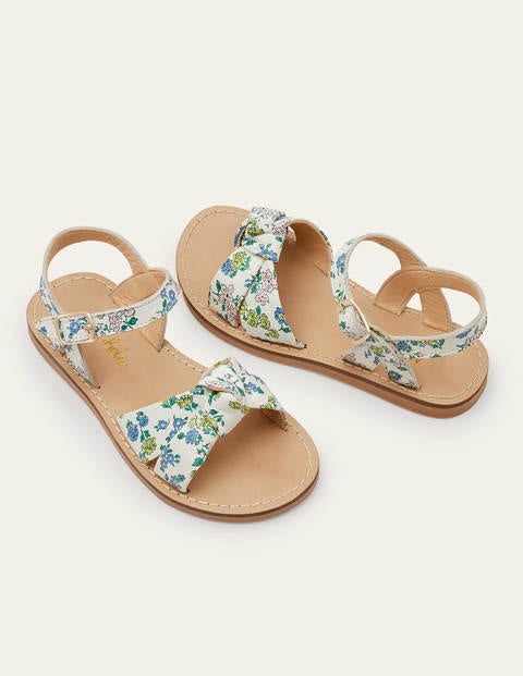 Leather Knot Sandals - Boto Pink Meadow Floral Leather Knot Sandals - Boto Pink Meadow Floral