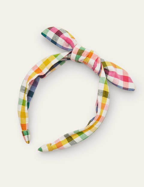 Rainbow Gingham Bow Headband - Party Pink Gingham Rainbow Gingham Bow Headband - Party Pink Gingham