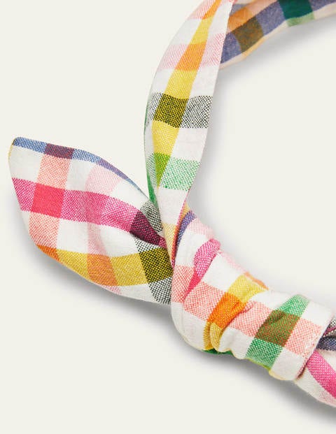 Rainbow Gingham Bow Headband - Party Pink Gingham Rainbow Gingham Bow Headband - Party Pink Gingham