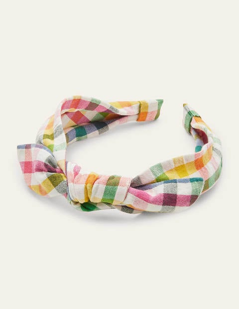 Rainbow Gingham Bow Headband - Party Pink Gingham Rainbow Gingham Bow Headband - Party Pink Gingham