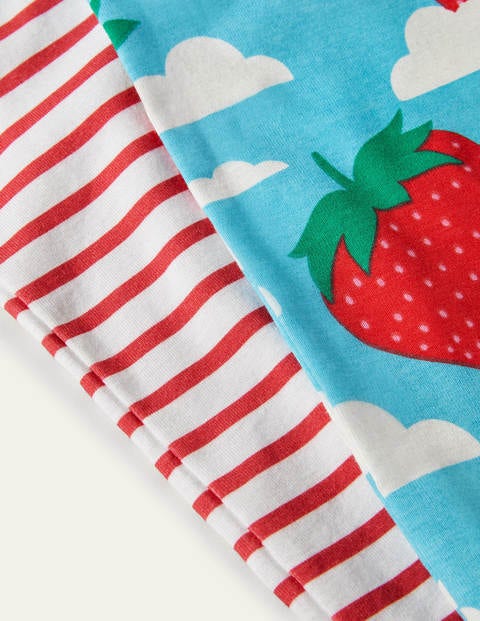 Twin Pack Short John Pajamas - Aqua Blue Strawberry Sky Twin Pack Short John Pajamas - Aqua Blue Strawberry Sky