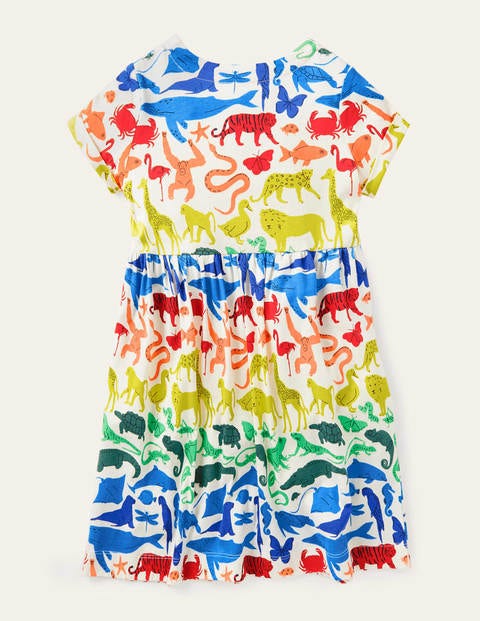 Fun Jersey Dress - Multi Rainbow Animals Fun Jersey Dress - Multi Rainbow Animals