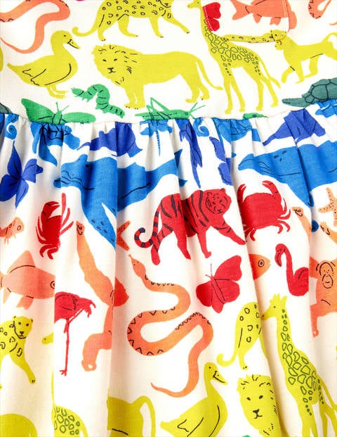 Fun Jersey Dress - Multi Rainbow Animals Fun Jersey Dress - Multi Rainbow Animals