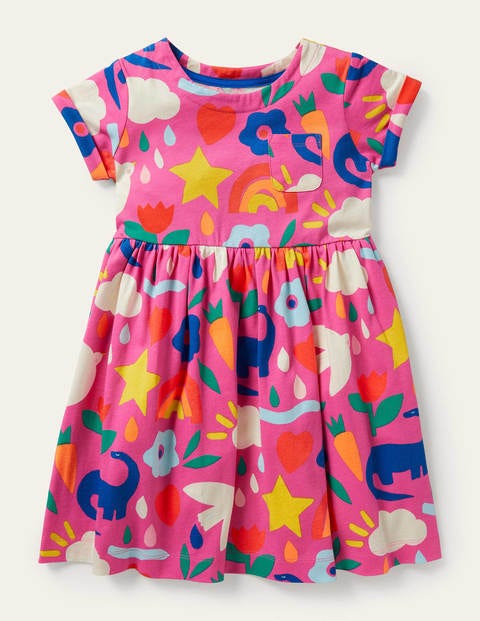 Fun Jersey Dress - Tickled Pink Happy Dino Fun Jersey Dress - Tickled Pink Happy Dino