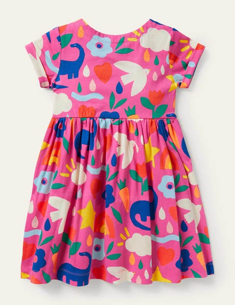 Fun Jersey Dress - Tickled Pink Happy Dino Fun Jersey Dress - Tickled Pink Happy Dino