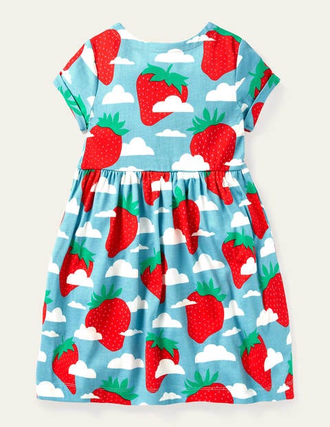 Robe fun en jersey - Motif Strawberry Sky bleu aigue-marine Robe fun en jersey - Motif Strawberry Sky bleu aigue-marine