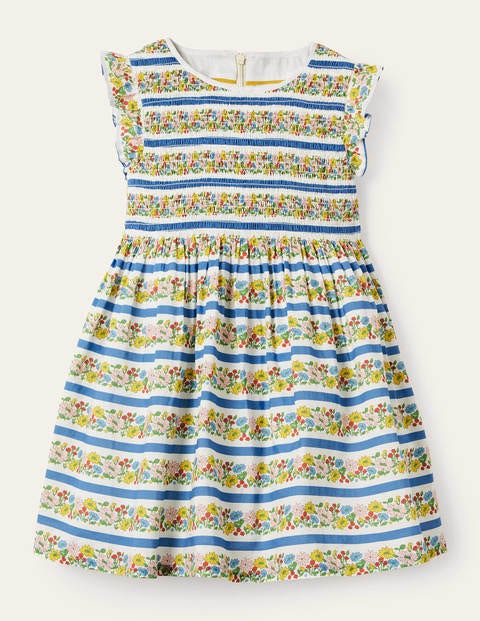 Robe tissée et smockée - Rayé floral multi Robe tissée et smockée - Rayé floral multi