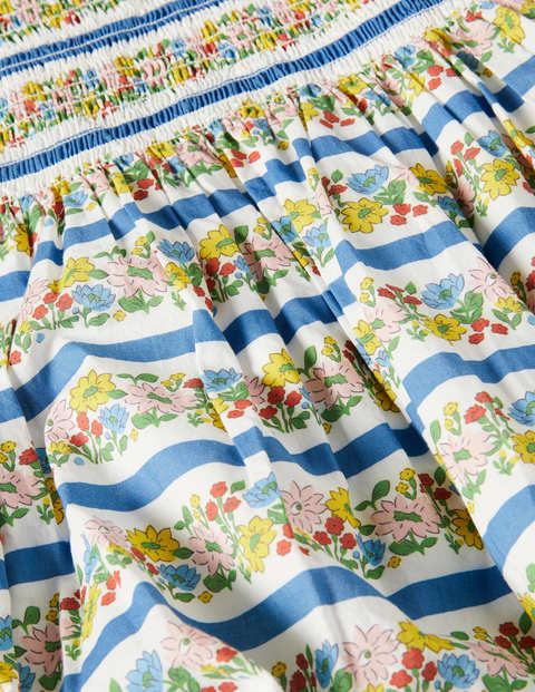 Robe tissée et smockée - Rayé floral multi Robe tissée et smockée - Rayé floral multi