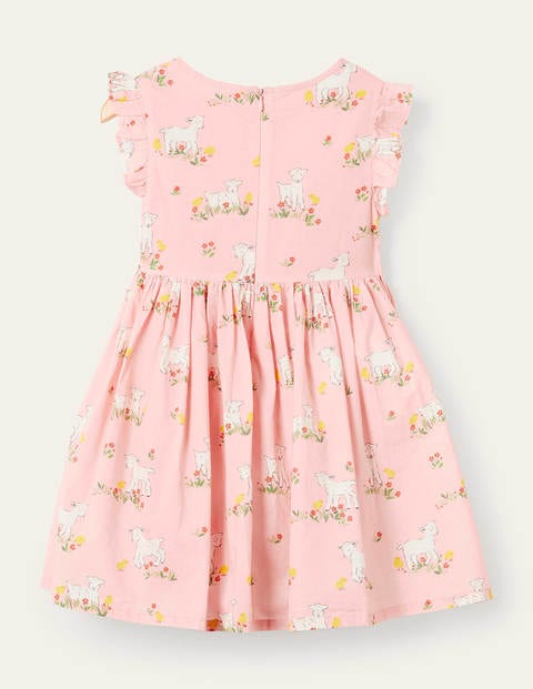 Smocked Woven Dress - Boto Pink Lambs Smocked Woven Dress - Boto Pink Lambs