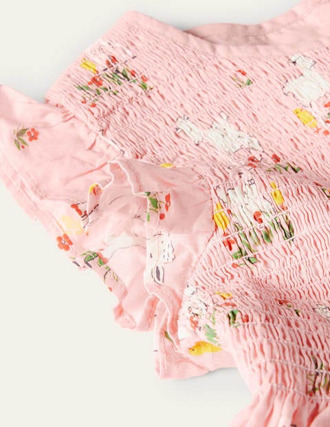 Smocked Woven Dress - Boto Pink Lambs Smocked Woven Dress - Boto Pink Lambs
