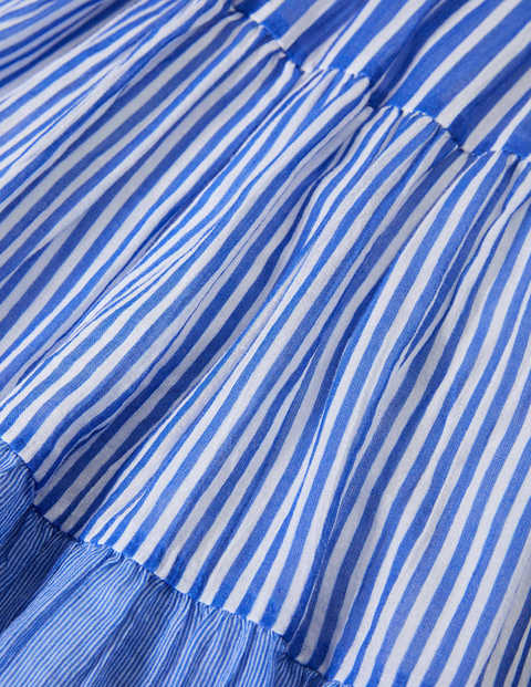 Tiered Tassel Dress - Brilliant Blue Ticking Stripe Tiered Tassel Dress - Brilliant Blue Ticking Stripe