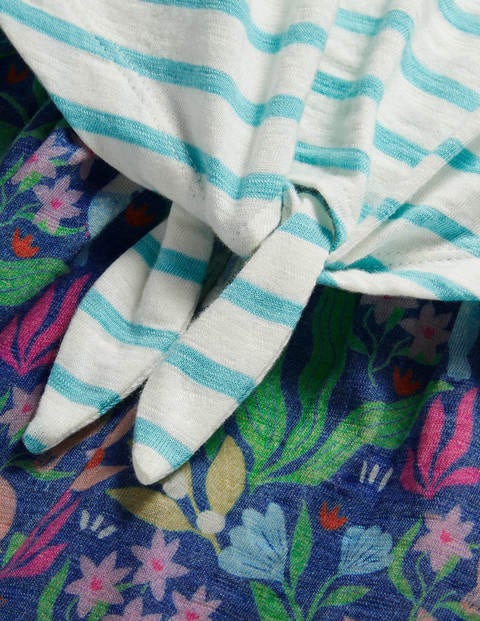 Tie Detail Jersey Jumpsuit - Venice Blue Tropical Garden Tie Detail Jersey Jumpsuit - Venice Blue Tropical Garden
