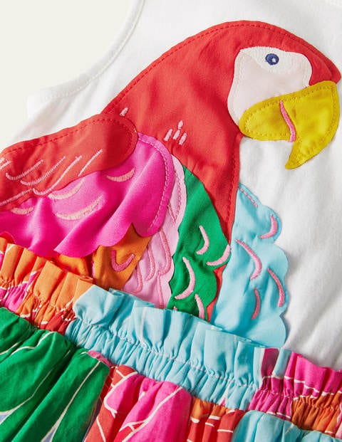 Kleid mit Safari-Applikation - Bunt, Fantastischer Papagei Kleid mit Safari-Applikation - Bunt, Fantastischer Papagei