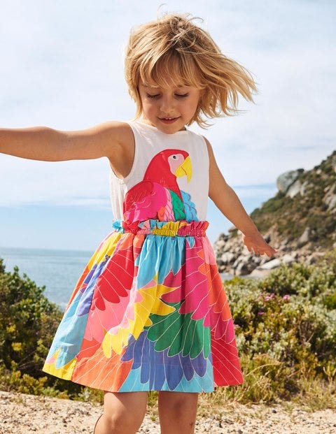 Safari Appliqué Dress - Multi Fabulous Parrot