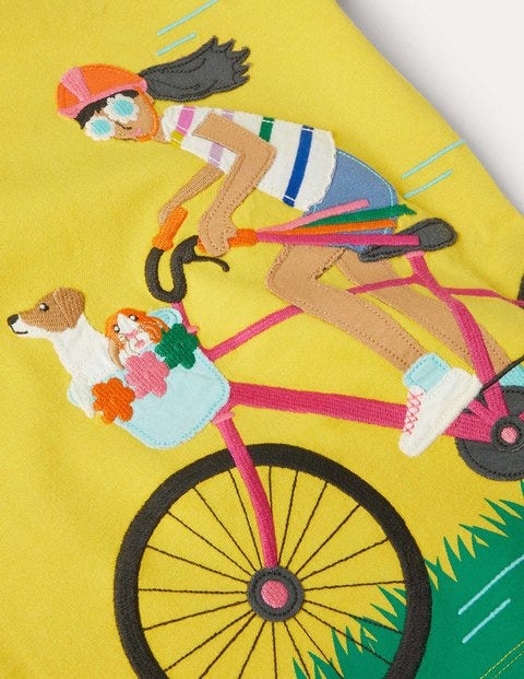 Action Appliqué T-shirt - Sweetcorn Yellow Cyclist Action Appliqué T-shirt - Sweetcorn Yellow Cyclist