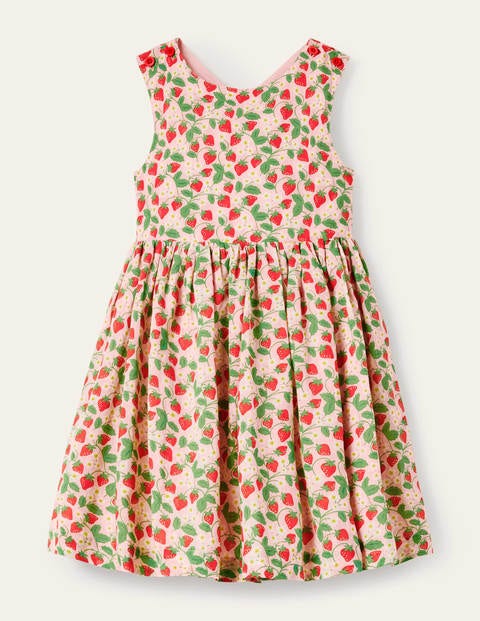 Cross-back Dress - Boto Pink Strawberry Patch Cross-back Dress - Boto Pink Strawberry Patch
