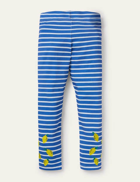 Fun Embroidered Leggings - Moroccan Blue/ Ivory Lemons Fun Embroidered Leggings - Moroccan Blue/ Ivory Lemons