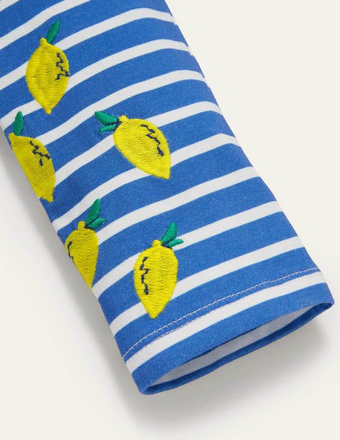 Fun Embroidered Leggings - Moroccan Blue/ Ivory Lemons Fun Embroidered Leggings - Moroccan Blue/ Ivory Lemons