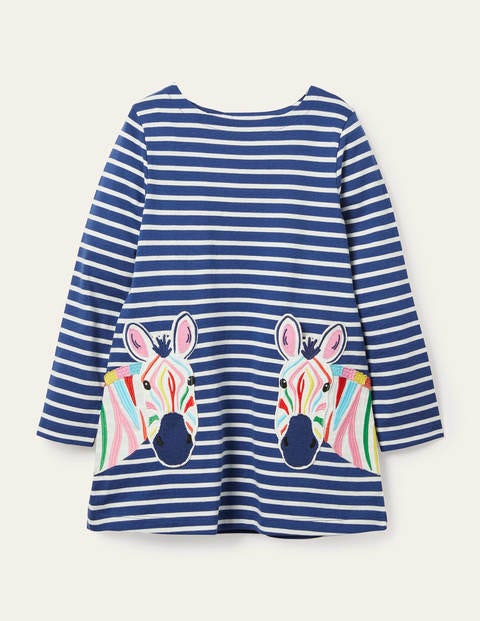 Appliqué Pocket Tunic - Starboard Blue/ Ivory Zebra Appliqué Pocket Tunic - Starboard Blue/ Ivory Zebra