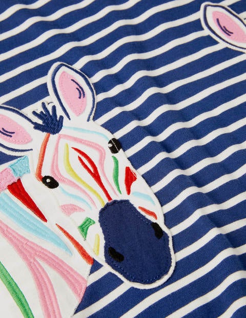 Appliqué Pocket Tunic - Starboard Blue/ Ivory Zebra Appliqué Pocket Tunic - Starboard Blue/ Ivory Zebra