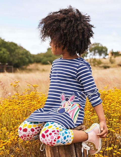 Appliqué Pocket Tunic - Starboard Blue/ Ivory Zebra Appliqué Pocket Tunic - Starboard Blue/ Ivory Zebra