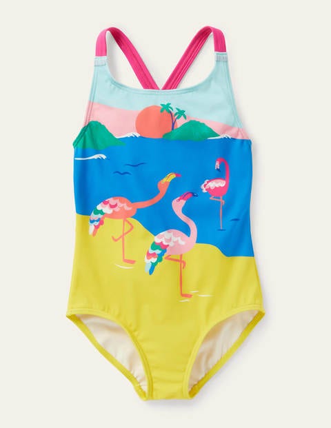 Cross-back Swimsuit - Flamingo Scene Cross-back Swimsuit - Flamingo Scene