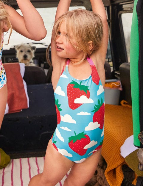 Maillot de bain croisé dans le dos - Motif Strawberry Sky bleu aigue-marine Maillot de bain croisé dans le dos - Motif Strawberry Sky bleu aigue-marine