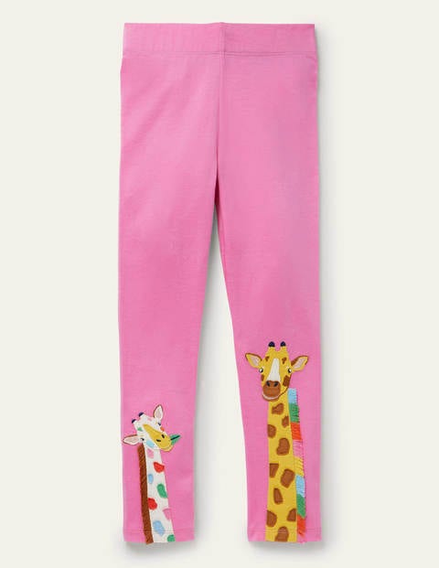 Fun Appliqué Leggings - Plum Blossom Pink Giraffe