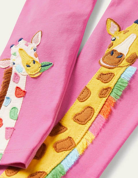 Legging fun à appliqué - Girafe rose fleur de prunier Legging fun à appliqué - Girafe rose fleur de prunier