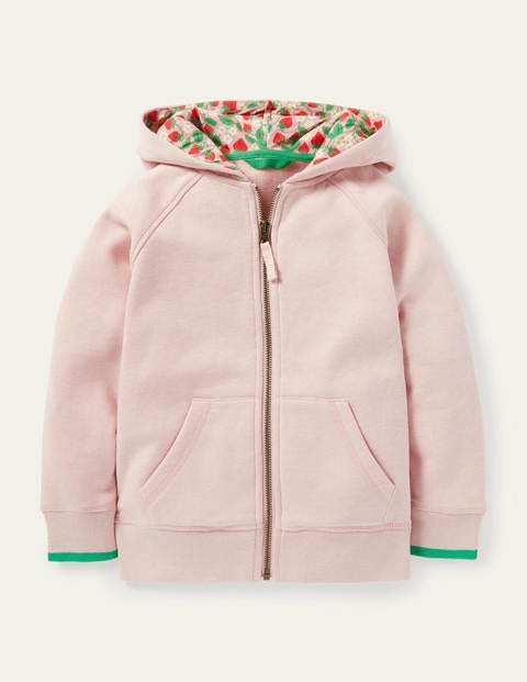 Floral Print Lined Hoodie - Boto Pink Marl Floral Print Lined Hoodie - Boto Pink Marl