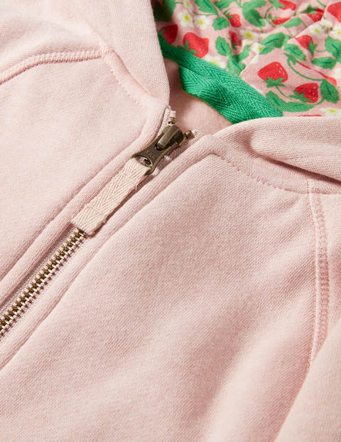 Floral Print Lined Hoodie - Boto Pink Marl Floral Print Lined Hoodie - Boto Pink Marl