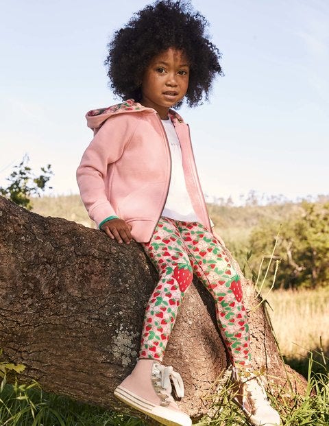 Floral Print Lined Hoodie - Boto Pink Marl Floral Print Lined Hoodie - Boto Pink Marl