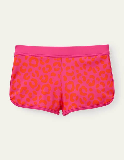 Patterned Swim Shorts - Fuchsia Pink Leopard