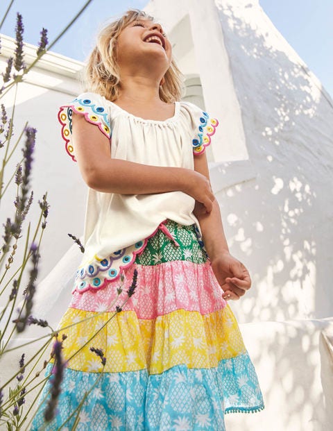 Tiered Woven Twirly Skirt - Multi Hotchpotch Pineapple Geo Tiered Woven Twirly Skirt - Multi Hotchpotch Pineapple Geo