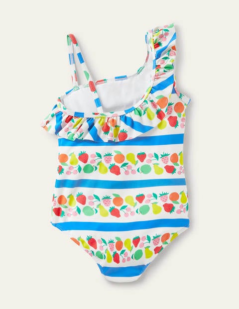 Maillot de bain asymétrique à volant - Rayé fruit multi Maillot de bain asymétrique à volant - Rayé fruit multi