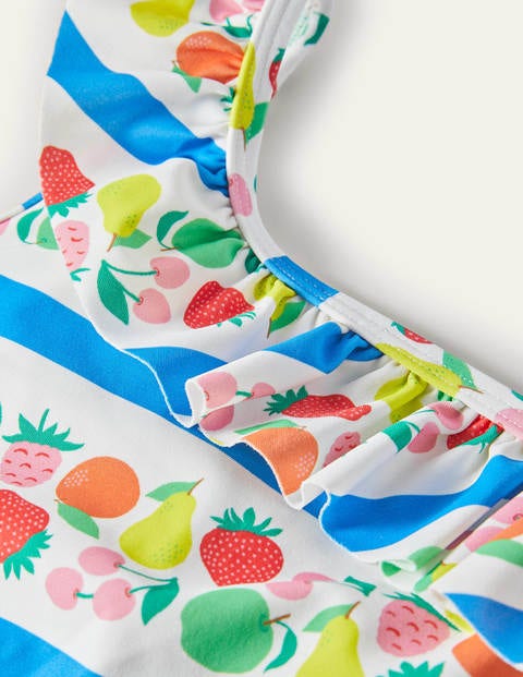 Maillot de bain asymétrique à volant - Rayé fruit multi Maillot de bain asymétrique à volant - Rayé fruit multi