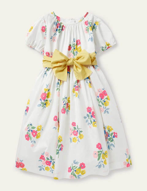 Bow Woven Dress - Ivory Posy Floral