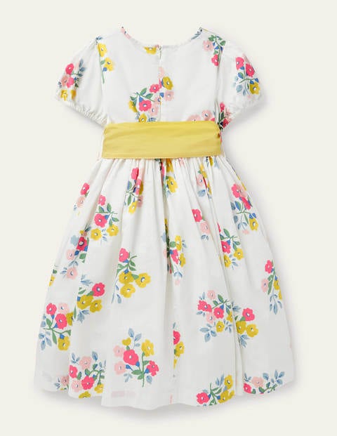 Bow Woven Dress - Ivory Posy Floral Bow Woven Dress - Ivory Posy Floral