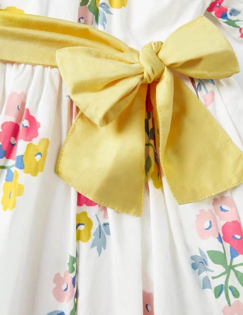 Bow Woven Dress - Ivory Posy Floral Bow Woven Dress - Ivory Posy Floral