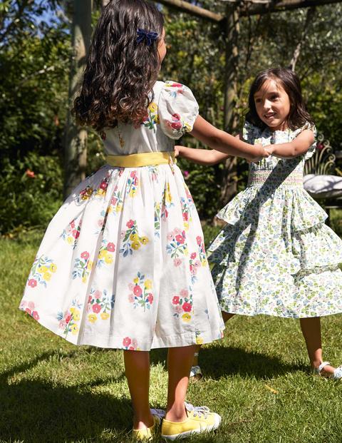 Bow Woven Dress - Ivory Posy Floral Bow Woven Dress - Ivory Posy Floral
