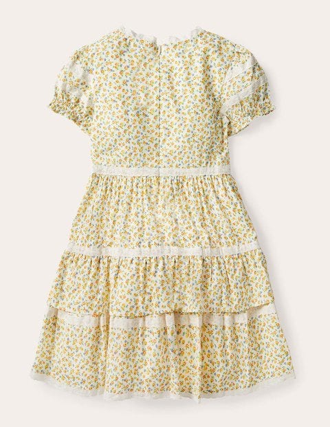 Lace Ditsy Floral Dress - Sweetcorn Yellow Tiny Rose